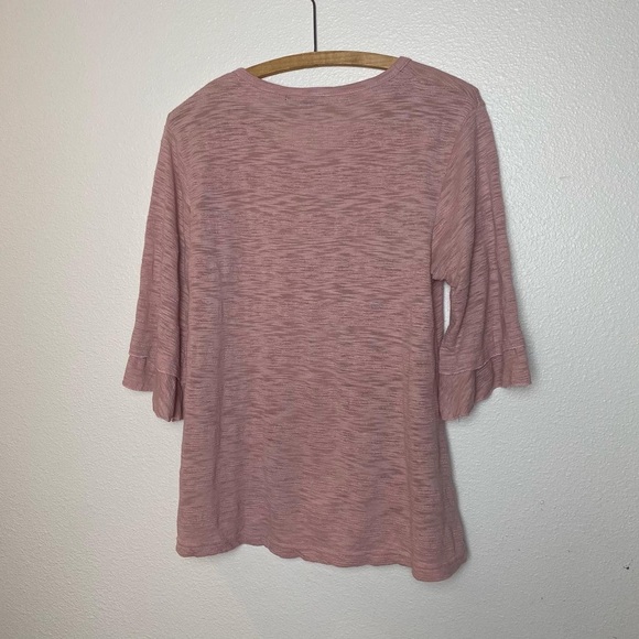 Yak & Yeti pink bell flare sleeves tshirt shirt blouse L - Picture 5 of 5